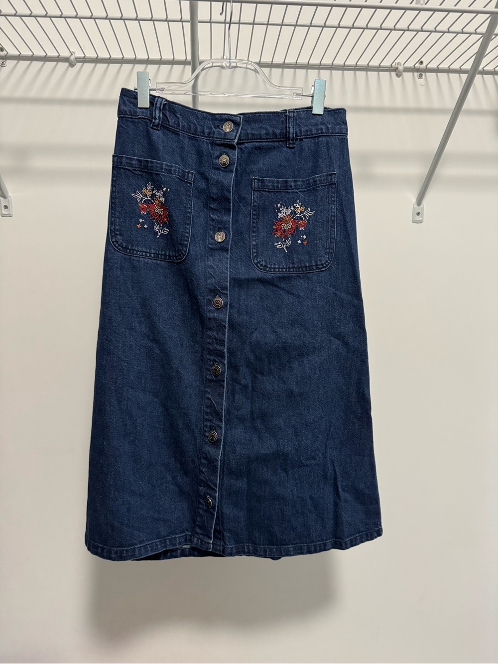 The New Society Girls' Dark Blue Denim Button-Front Skirt Size 16 Years